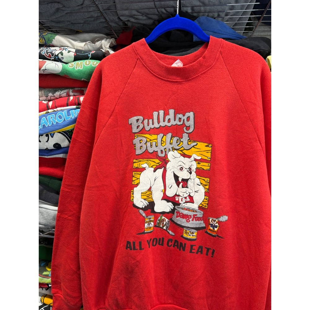 Vintage Fruit of the Loom UGA Georgia Bulldogs Buffet Red Sweatshirt Mens L